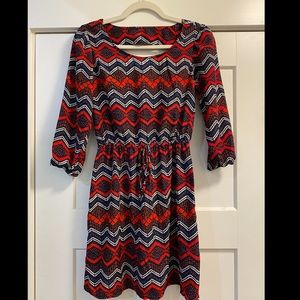 Red and dark blue dress